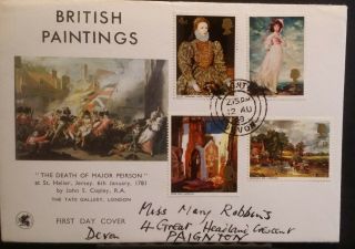 Gb 1968 Fdc British Painting On Death Of Major Peirson Tate Gallery Cover
