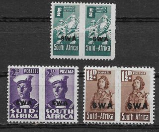 South West Africa,  1942/45,  Armed Forces,  2 Sets Of 3 Stamps,  Vlh,  Cv$5