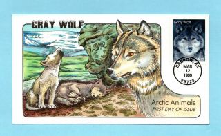 U.  S.  Fdc 3292 Collins Cachet - Gray Wolf From The Arctic Animals Set