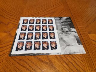 2001 Lucille Ball Legends Of Hollywood Sheet 20 34¢ Stamps 3523 I Love Lucy