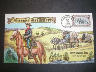 Us Fdc 3209e Trans - Miss - Troops Guard Train W2805 Collins Handpainted Cachet