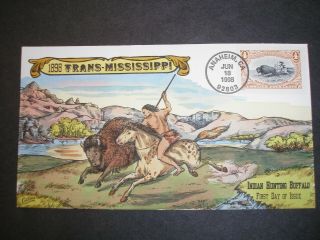 Us Fdc 3209c Trans - Miss - Indian Hunting Buffalo W2803 Collins Handpainted Cachet