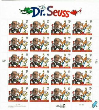 Us Sc 3835 Mnh,  Dr.  Seuss Writer,  Full Sheet,  F/v $7.  40 (2004)