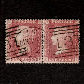 Great Britain 1856 Queen Victoria Penny Red Stamp Pair Edinburgh Duplex Postmark