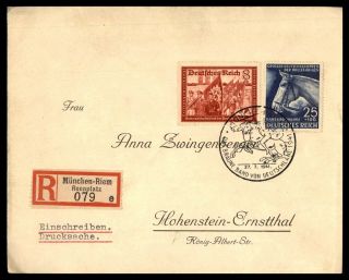 Germany Munchen July 27 1941 Registered Pictorial To Hohenstein Arrival