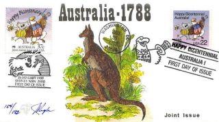 2370 22c Australia Bicentennial,  Pugh H/p Hand Painted,  Joint Isssue [e528939]