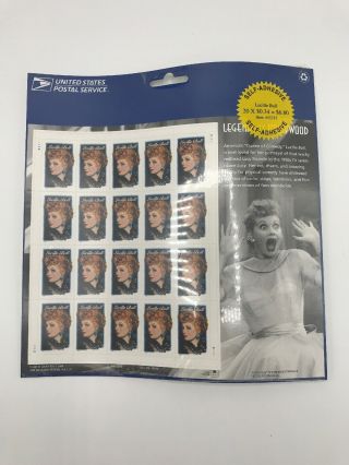 2000 Legends Of Hollywood Lucille Ball I Love Lucy 20 Usps Stamp Sheet -