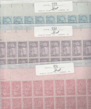 Us Postage 2,  3 & 5 Ct Roosevelt Full Sheets Of 50 Ea.  Og Stamps Below Face