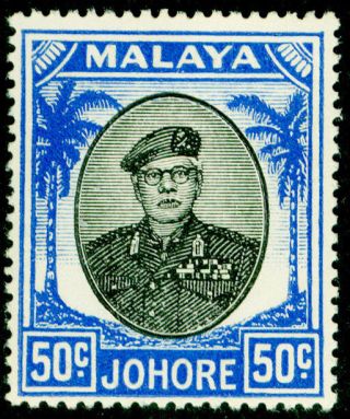 Malaysia - Johore Sg144,  50c Black & Blue,  M.