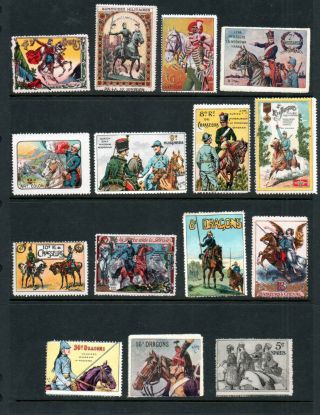 Lot 1914 - 16 France Delandre Poster Stamps,  Horses,  Mnh,  Chasseurs,  Dragons,  2