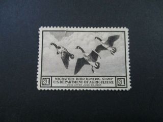 1936 U.  S S Rw3 $1.  00 Canada Geese H Ng Tear Paper Reverse