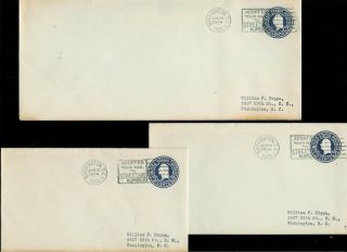 George Washington 1932 Set Of 3 Embossed Stamped Env.  Fdcs U436 3 Sizes Cv$52