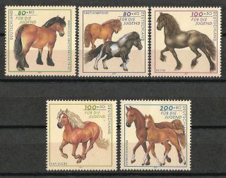 Germany 1997 Mnh - Youth Welfare Horses Shetland Ponies Frisian Haflinger