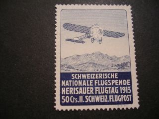 Cinderella Poster / Stamp Aviation 1913 Swiss Flugspende
