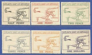 W541 - Lundy Island Scarce Air Service Local Post Stamps,  Set Of Six,  1/2d 1/