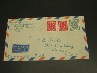 Germany 1953 Airmail Cover To Usa Faults 15034