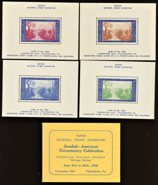 1938 Sepad Swedish American Tercentenary Souvenir Sheet (4) & Booklet Cover