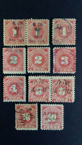 U.  S.  A Documentary Stamps Near 100 Years Old As Per Photo.  Very