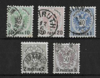 Levant Austria Post 1888 Complete Set Of 5 Michel 15 - 19 Cv €80