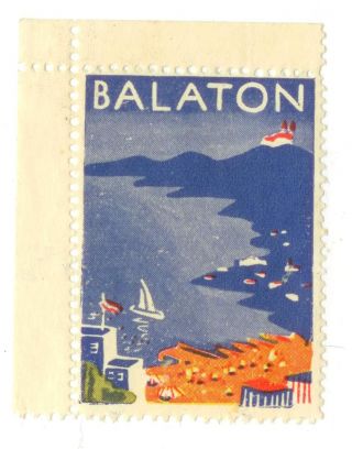 C1920s Balaton Hungary Lake Poster Stamp