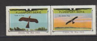 German Poster Stamp Flugsport Serie Pair Dover And Calais