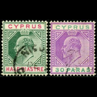 Cyprus 1904 - 10 1/2pi & 30pa.  Sg 62 - 63.  Fine.  (bh588)