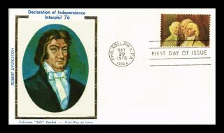 Us Cover Declaration Of Independence Robert Livingston Fdc Colorano Silk Cachet