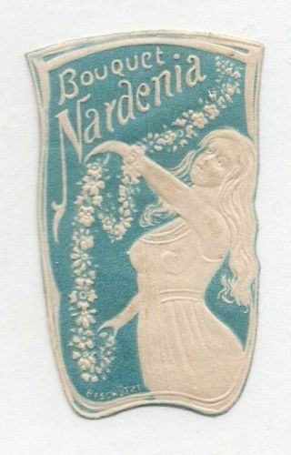 Graphics,  Art Nouveau Die Cut Embossed Parfum Poster Stamp Reklamemarken 19123
