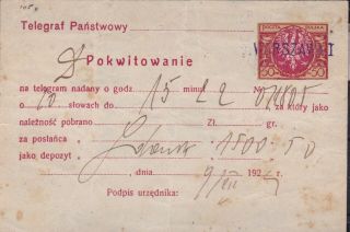 Poland 1923 Telegram Fi Ct 12