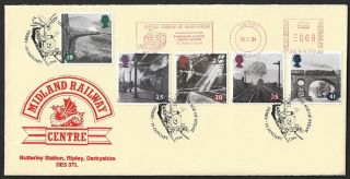 Gb 1994 The Age Of Steam Trains Midland Railway Centre Fdc Slogan And Handstamp