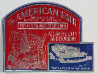 Embossed Foil Poster Stamp - The American Fair,  Atlantic City,  Jersey,  1931
