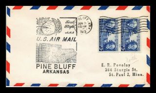 Us Cover Pine Bluffs Arkansas Air Mail First Flight Am 8 Memphis Tennessee