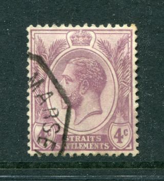 Straits Settlements Gb Kgv 4c Stamp With French Mail Boat Octogan Pmk