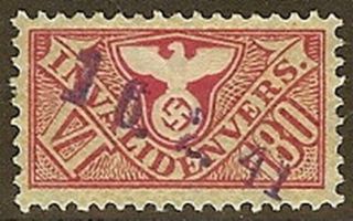 Stamp Germany Revenue Wwii Fascism War War Era Medical Vi 180 Invalid