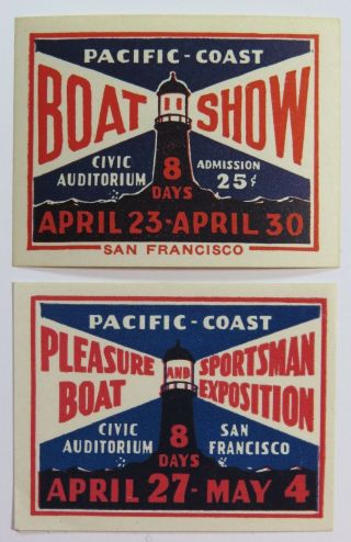 Poster Stamp Pacific Coast Boat Show Sportsman Expo San Francisco California