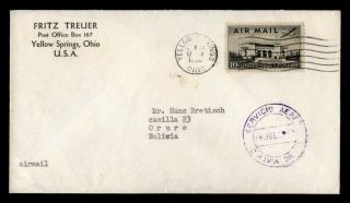 Dr Who 1932? Yellow Springs Oh Airmail To Bolivia E41882