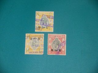 1938 Hong Kong Kgvi Stamp Duty 3v W/perforated &.