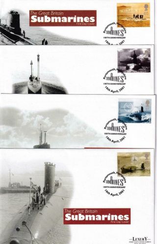 Gb 2001 Submarines Set Of 4 Luxury Official Fdc 