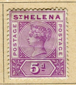 St.  Helena; 1890 Early Classic Qv Issue Hinged 5d.  Value