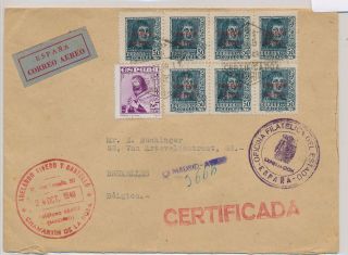 Lk51436 Spain 1949 Air Mail To Brussels Belgium Fine Cover