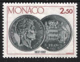 [mo1594] Monaco 1987 Recapture Of The Issue Mnh