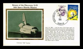 Us Cover Return Of Space Shuttle Discovery 51 - D Colorano Silk Cachet