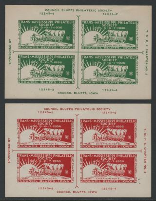 Trans - Mississippi Philatelic Society Convention - Council Bluffs 1936 - 4 S/s