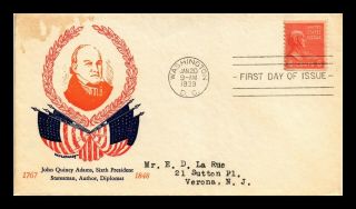 Dr Jim Stamps Us John Quincy Adams Presidential Series Fdc Grandy Cover