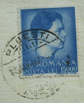 Romania 1947 Cover from Ploesti to Austria 15 000 lei stamp franking 2
