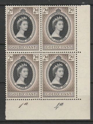 Gold Coast 1953 Elizabeth Ii Coronation Plate Block 1a 4a