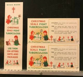 1959 Christmas Seals Fight Tuberculosis Bookmark & 2 Labels/inserts - 5014