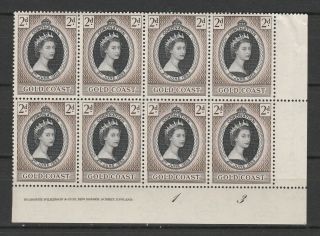 Gold Coast 1953 Elizabeth Ii Coronation Plate,  Imprint Block 1 3