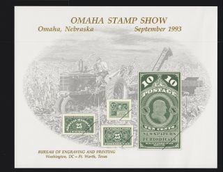 Us 1993 Omaha Stamp Show Souvenir Card B176 Special Delivery & Newspaper