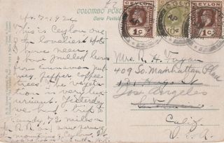 1924 Ceylon Postcard From Colombo